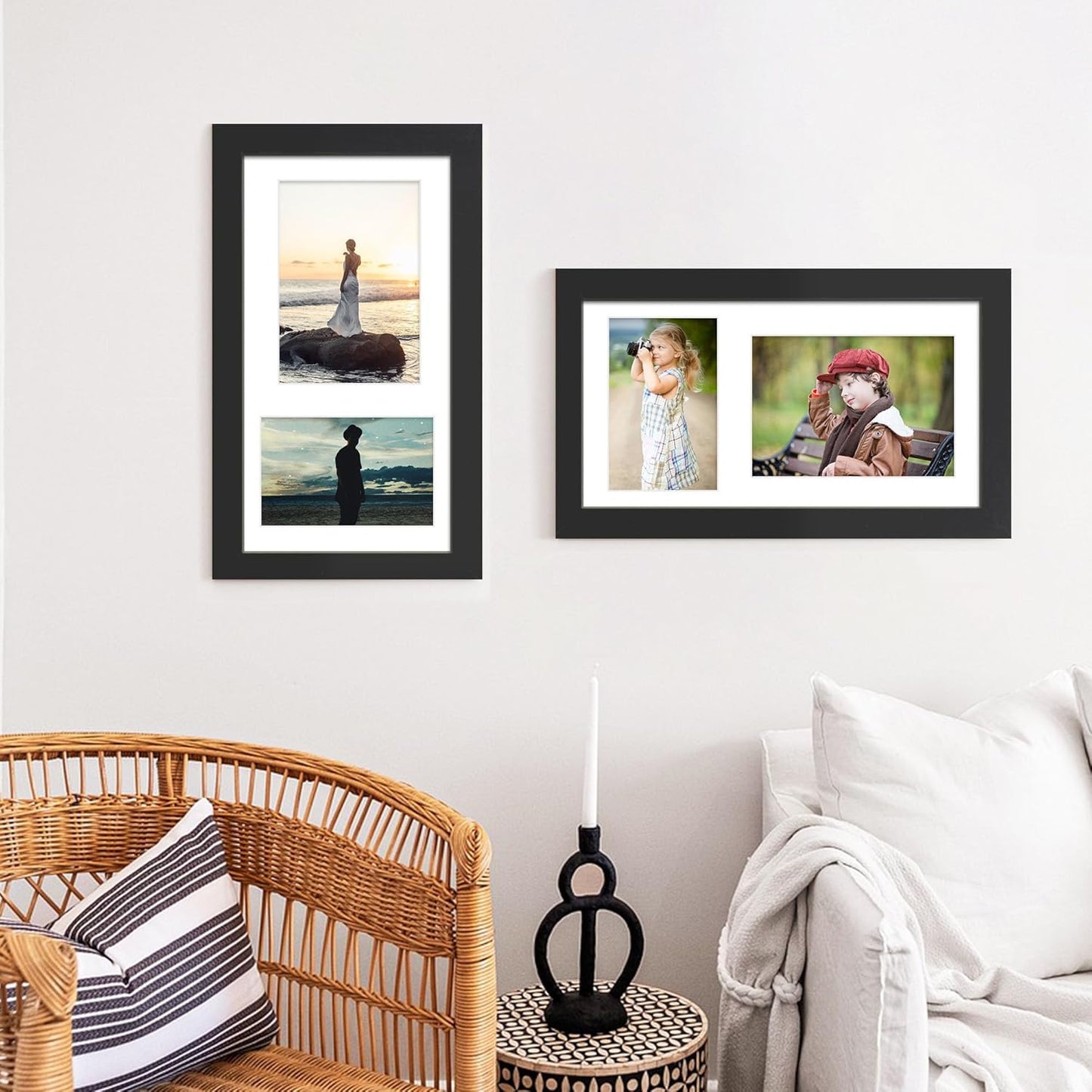 DUENPY 14x26 Collage Picture Frame 4x6 Collage Picture Frame Displays Twelve 4x6 inch Photos Available Horizontal Wall Mounting Display and Vertical Black - Colors B