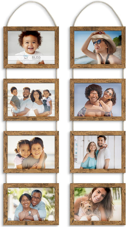 Icona Bay - 4x6 Wall Hanging Picture Frames Collage with 8 Openings - Distressed White, 2 Pack - Casual Style Engineered Wood Frames - Wall Mount Only - Bliss Collection