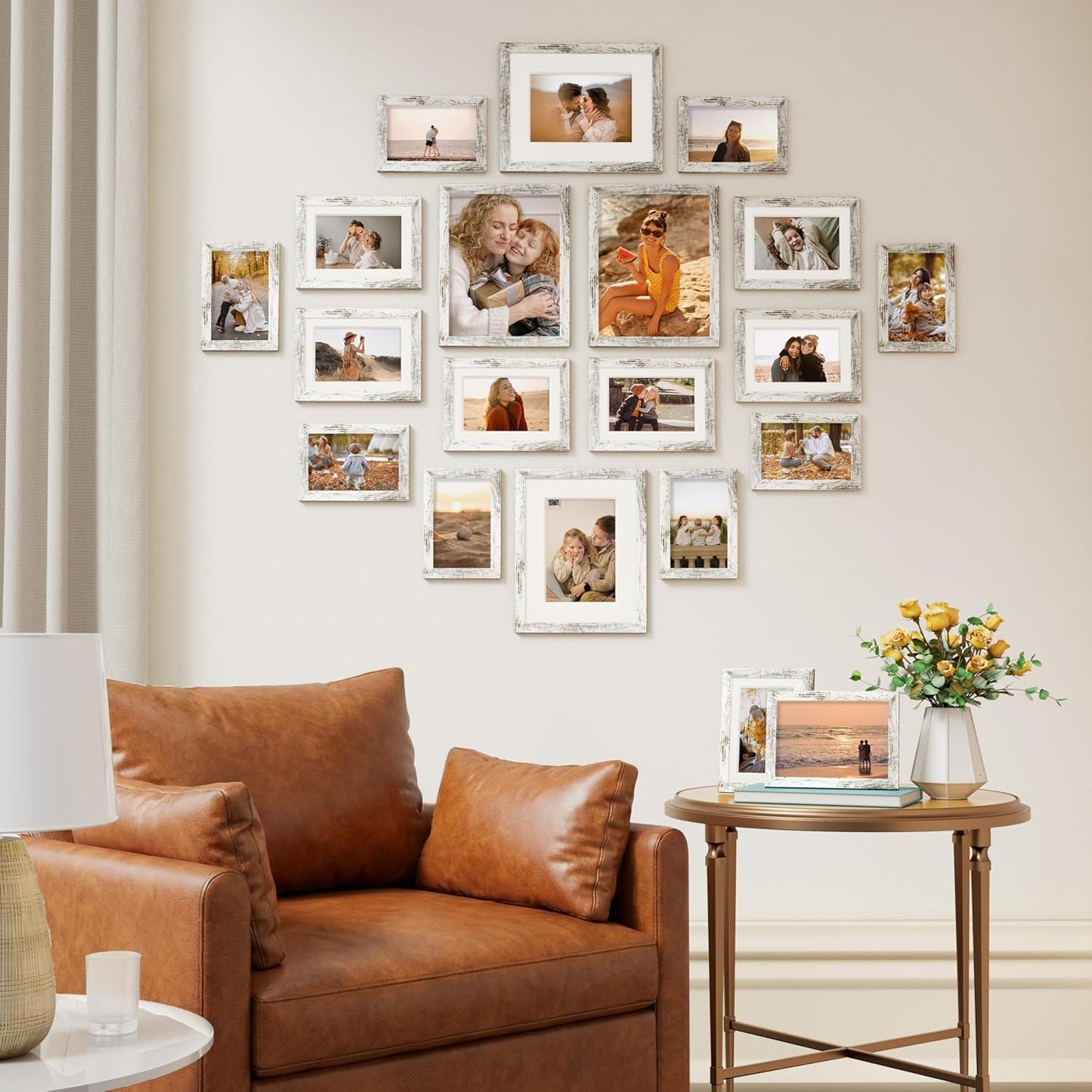Vittanly 20 Pack Picture Frames Collage Wall Decor, Multi Sizes Including 4pcs 8x10, 8pcs 5x7 and 8pcs 4x6 Photo Frames, Gallery Frame Set for Wall or Tabletop Display, Black, Brown and Dark Grey