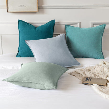 MIULEE Decorative Linen Euro Sham Pillow Covers 26x26 Cream White Boho Farmhouse Neutral Couch Throw Pillows for Bed Pack of 2 Accent Modern Pillowcase Sofa Livingroom Home Decor