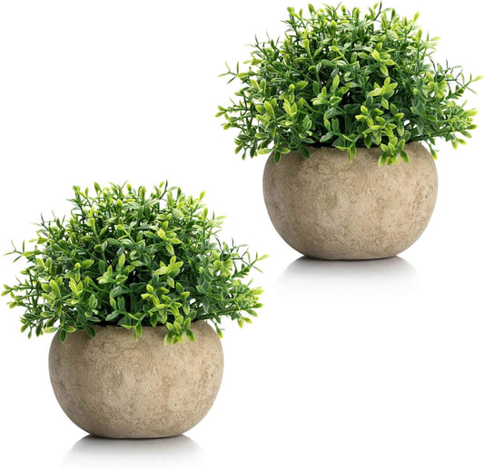 Velener Mini Sage Green Potted Boxwood Topiary Artificial Plants for Home Decor Indoor, Farmhouse House Plant Office Small Desk Shelf Apartment Coffee Bar Bathroom Decor Guest Room, Small Fake Plant