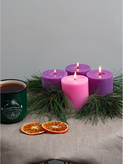 CANDWAX 3x4 inch Pillar Candles Set of 3 – Unscented Dripless Rustic Dark Blue Candles for Room Decor, Weddings, Centerpieces