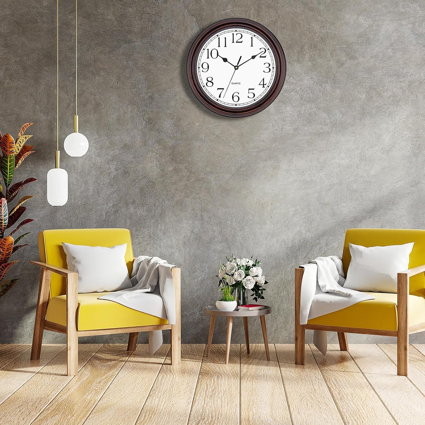 Foxtop Retro Silent Non-Ticking Round Classic Clock Quartz Decorative Battery Operated Wall Clock for Living Room Kitchen Home Office 12 Inch (Bronze)