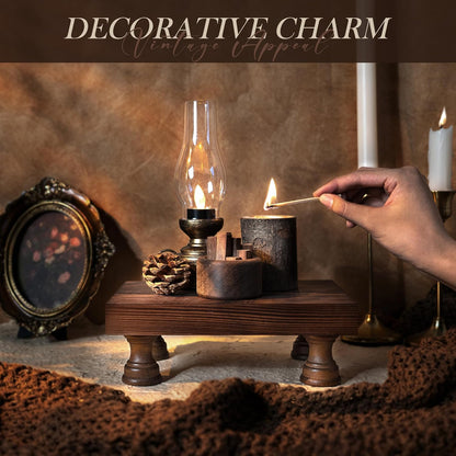 EOSAHR Farmhouse Riser for Room Decor : Decorative Pedestal Stand For Display Your Home Decorations and Uniquely Soap Stand - Rustic Bathroom Counter Tray and Kitchen Decor (Natural Wood)