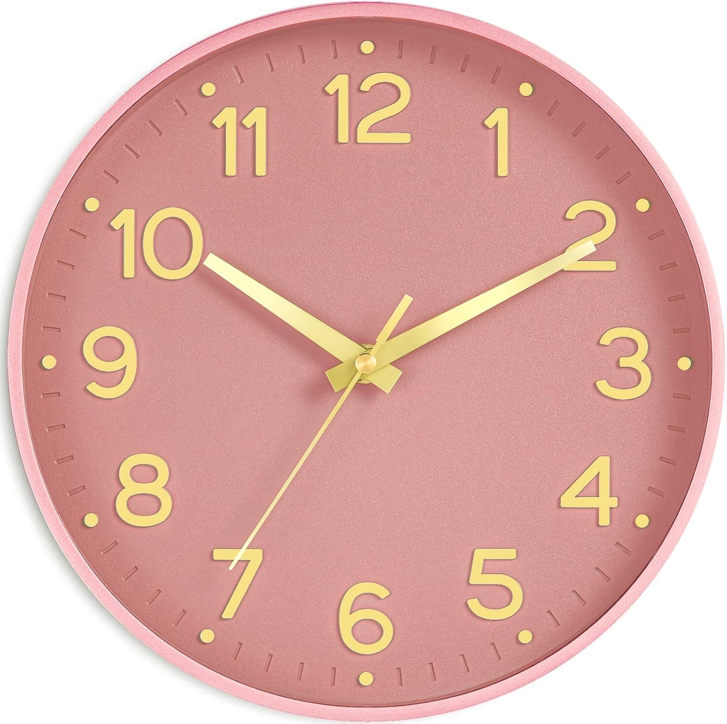 Roymnie Wall Clock Green, Silent Wall Clocks Battery Operated 8 Inch-Modern Non Ticking Analog Clock Decorative for Kitchen Office Bathroom Bedroom(Gold)