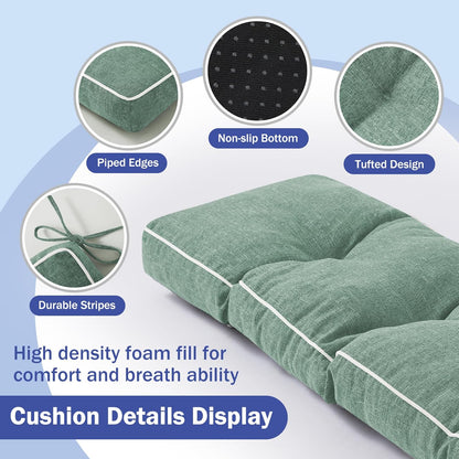 IPYNBAP Bench Cushion, 42 x 16 Inch Patio Furniture Cushions with Durable Ties, Soft Memory Foam Bench Cushions for Indoor/Outdoor Furniture with Non-Slip Bottom, Kitchen&Dining, Dark Grey