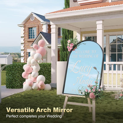Brightify Arched Mirror, Arched Wall Mirror, 24 x 32 Inch Silver Arch Mirror, Metal Frame Silver Bathroom Mirror, Arched Top Bathroom Vanity Mirror for Living Room Bedroom Mantel Entryway Hallways