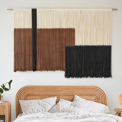 Flber Macrame Wall Hanging Macrame Wall Decor Large-Scale Tie-Dye Tapestry Living Home Room Wall Decor 57" Wx 35" L