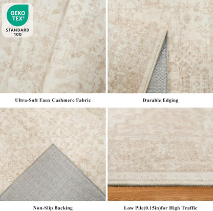 2x3 Washable Non-Slip Area Rug - Soft Low Pile Throw Rug for Kitchen Entryway Bedroom - Modern Indoor Door Mat with Rubber Backing (Beige Grey) - Colors A