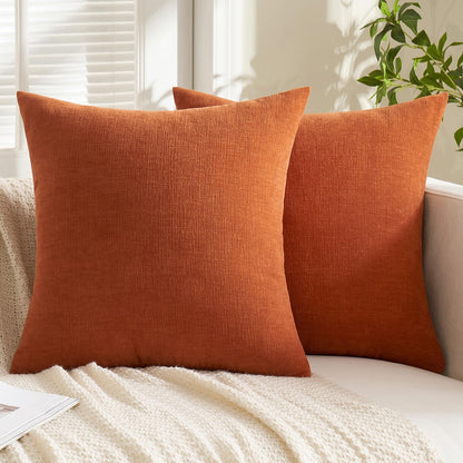 MIULEE Olive Green Couch Pillow Covers 18x18 Inch, Set of 2 Soft Chenille Decorative Square Throw Pillow Covers Farmhouse for Sofa Living Room Bed
