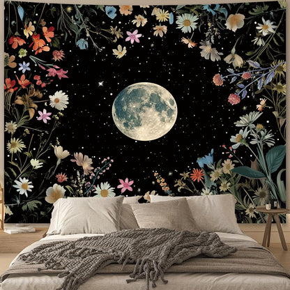 Apdidl Forest Galaxy Starry Tapestry for Bedroom Ceiling, Blue Space Night Starry Sky Moon Stars Tapestry Aesthetic, Tree Forest Milky Way Backdrop Wall Hanging for Dorm Living Room Decor (51" X 60")