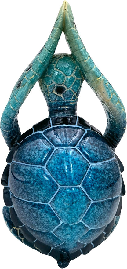 VVGIFTS Sea Turtle Meditation Yoga Decor, Garden Figurine Sea Turtle Meditating Coastal Beach Decorations, Zen Yoga Resin Statue for Home Office Decorations (Put the Palm Separate)