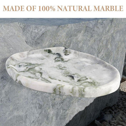 Koville Luxurious Natural Marble Vanity Tray, Cloud Shape Serving Stone Key Tray for Home Decor, 10" x 7" Marble Storage Trays for Bathroom, Stone Plate Holder for Perfume, Candle and Jewelry