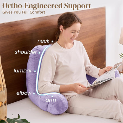 Sasttie Reading Pillows for Sitting in Bed Adult, Back Pillow Bed Sitting Up, Back-Rest Support Cushion for Sit Up on Couch, Sofa, and Floor, Dorm Essentials, Oeko-Tex Certified, Dark Grey