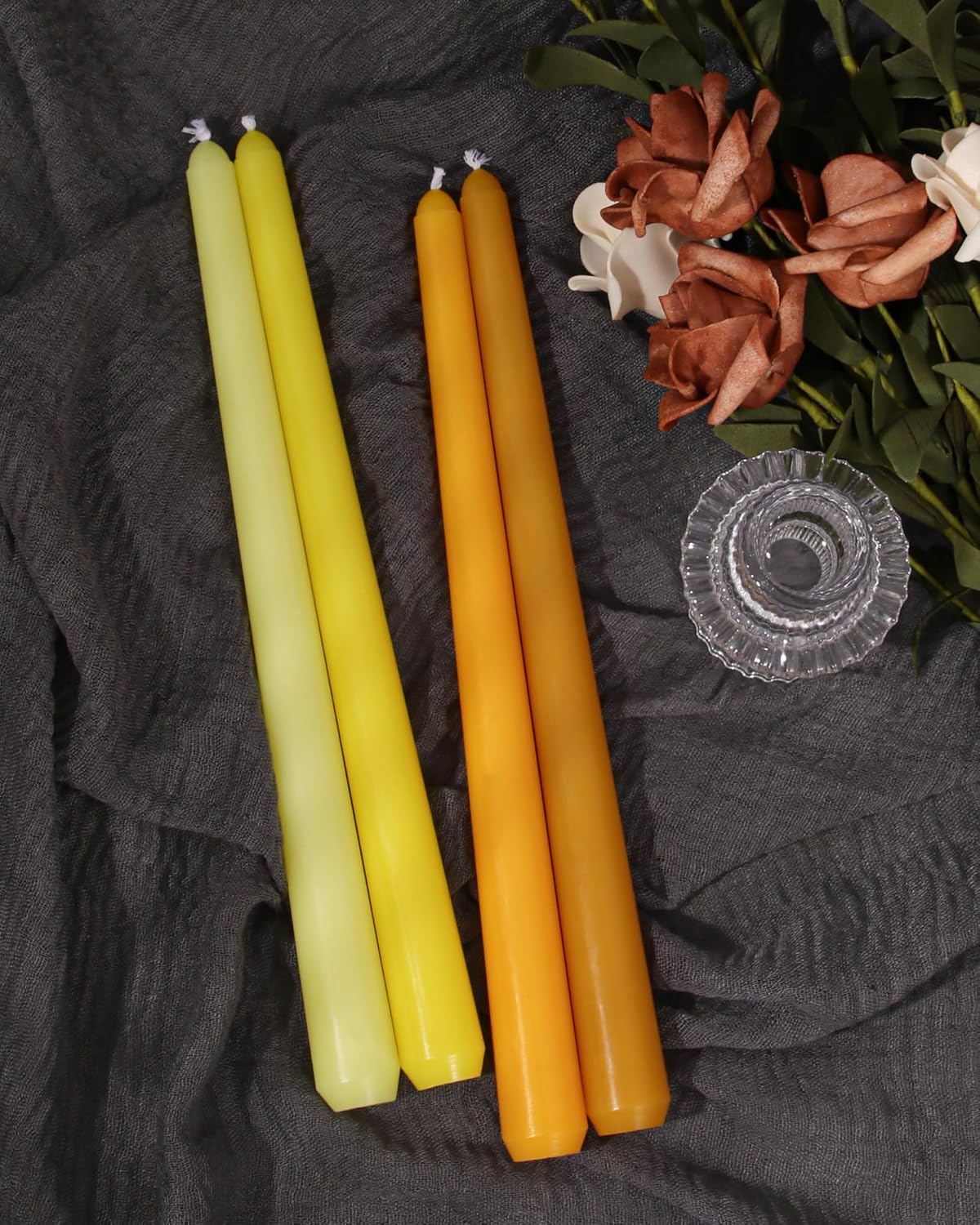 Viyffo Taper Candles, 12 Inch, 12 Pack, Brown – Unscented, Smokeless Design, Up to 8-Hour Burn – Tall Candlesticks for Table Decor, Weddings & Dinners
