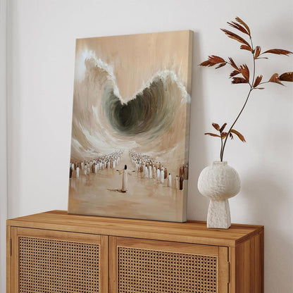 Abstract Jesus Walking on Water Canvas Wall Art Christian Spiritual Wall Decor Pictures Divine Light Modern Religious Posters Prints for Living Room Bedroom Church Decoration 12x16in
