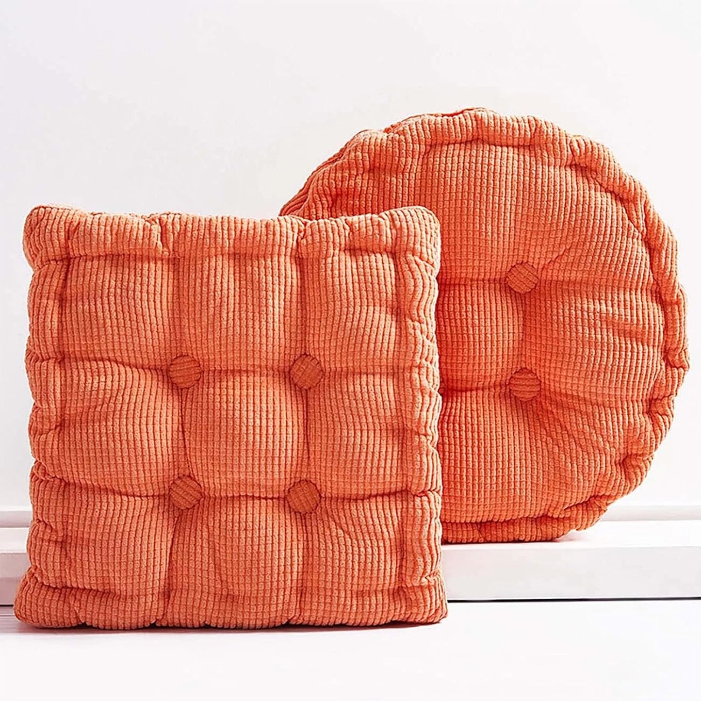 2 Pack Large Square and Round Floor Cushions for Adults Meditation Floor Pillow Green Corduroy Floor Seat Pillows Cushion for Living Room Balcony Tatami Yoga,18x18 Inch