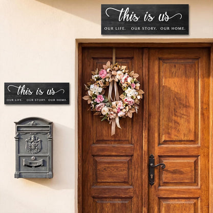 Jetec This Is Us Wall Sign Wooden Family Wall Plaques Inspiration Sign Farmhouse Entryway Rustic Plaques Art with Quotes for Living Room Bedroom Christmas Decorations(Antique White)