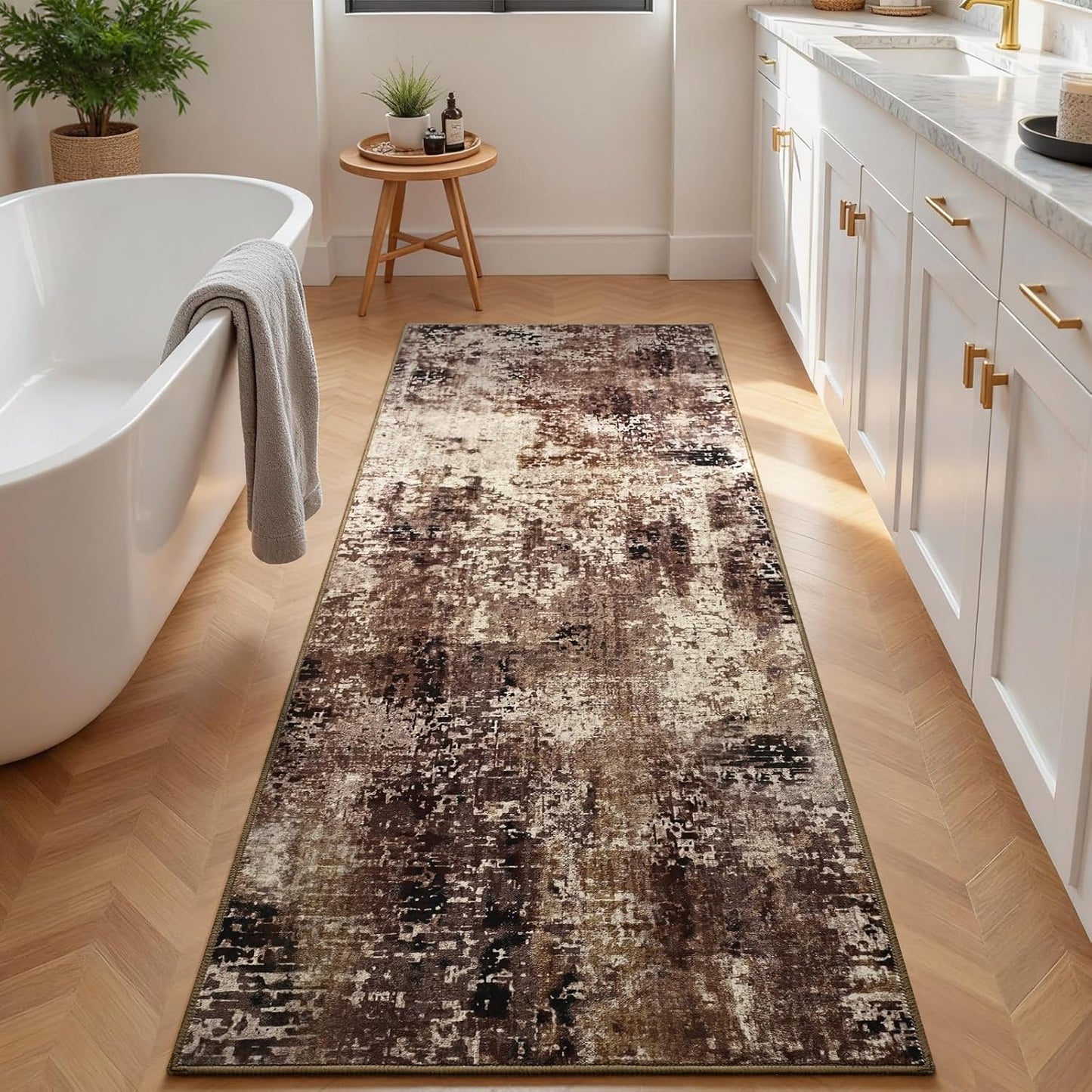 Ompaa 2x6 Rug Runners for Hallways Kitchen Runner Rug Non Slip Washable Grey Long Runner Rugs with Rubber Backing Soft Abstract Carpet Runner for Hallways, Kitchen, Bedroom, Bathroom, Entryway - Colors A