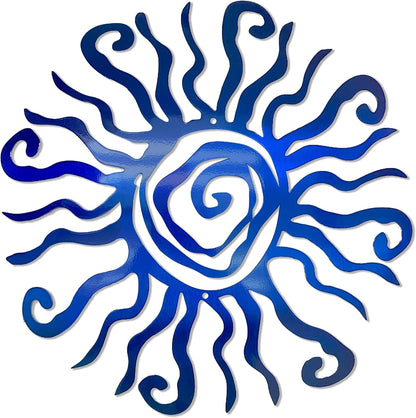 Riverside Designs Wacky Sun Metal Wall Art Indoor/Outdoor Decor - 24" Teal Rust Proof Wall Sculpture - Made in USA - Ideal for Bedroom, Garden, Home, Patio and Farmhouse