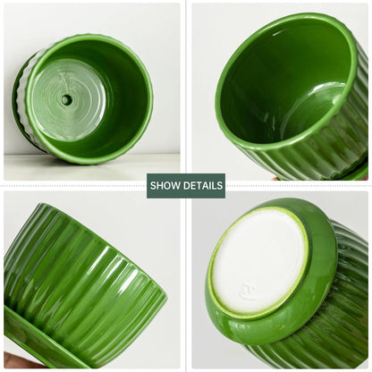 Ton Sin Pink Gold Ceramic Flower Pots, 4"+5"+6" Inch Small Glazed Succulent Planters with Drainage Hole,Modern Indoor Decorative Plant Pots Set of 3,Garden Pots with Saucer