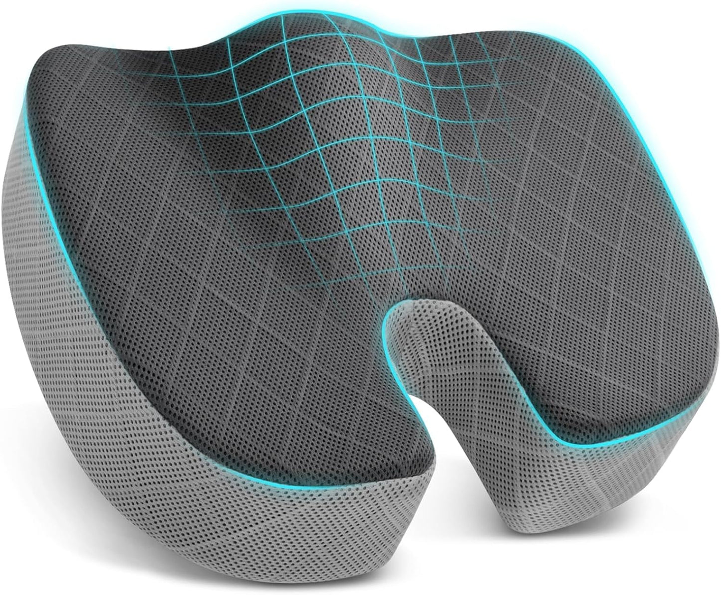 TushGuard Seat Cushion - Memory Foam Cushion for Office Chair, Car Seat, Airplane, Bleacher - Sciatica & Hip & Coccyx Pain Relief Desk Chair Cushion for Long Sitting Office Workers, Car Drivers