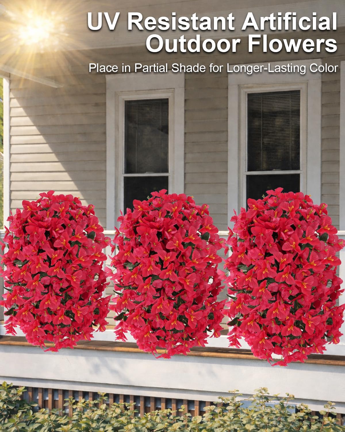 Artificial Flowers for Outdoors – 2 Bundles of UV-Resistant Artificial Bougainvillea, Realistic Silk Flowers for Front Porch, Patio, Garden, Window Boxes & Hanging Baskets (Hot Pink, 2)