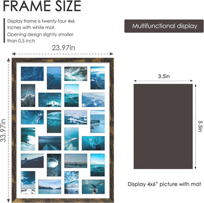 DUENPY 14x26 Collage Picture Frame 4x6 Collage Picture Frame Displays Twelve 4x6 inch Photos Available Horizontal Wall Mounting Display and Vertical Black - Colors B