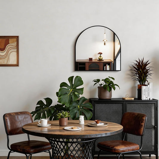CIRCUMI Arched Wall Mirror, 42"x42" Black Arched Mirror with Tempered Glass, Metal Frame, Large Size for Entryway Table, Mantel,Living Room,Over Sink,Arch Mirror for Decor,Shatterproof&Crystal-Clear - Colors A