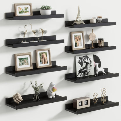 FLYJOE Floating Picture Ledge Shelves for Wall Set of 4, 48 Inch Wall Shelves with Lip Long Large Nursery Book Shelf for Toys Storage Kids Bookshelf Wall Mounted Living Room Bedroom Decor Frames