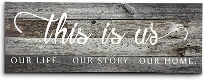 Jetec This Is Us Wall Sign Wooden Family Wall Plaques Inspiration Sign Farmhouse Entryway Rustic Plaques Art with Quotes for Living Room Bedroom Christmas Decorations(Antique White)