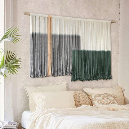 Flber Macrame Wall Hanging Macrame Wall Decor Large-Scale Tie-Dye Tapestry Living Home Room Wall Decor 57" Wx 35" L