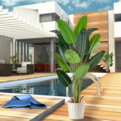 Artificial Bird of Paradise Plant 5.2Ft Fake Tropical Palm Tree with 10Trunks Faux Banana Leaf Trees in Pot for Home Indoor Outdoor Office Modern Decor Housewarming Gift（1Pcs）