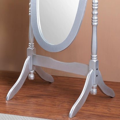 Roundhill Furniture Traditional Queen Anna Style Wood Floor Cheval Mirror, Cherry Finish