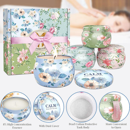 BlissfulOasis Scented Candles Set, 17.6 oz 4 Pack Home Scented Candles, 100-120 Hours Candle Set for Men and Women, Long Lasting Soy Wax Aromatherapy Gift for Birthday, Valentine's Day, Mother's Day