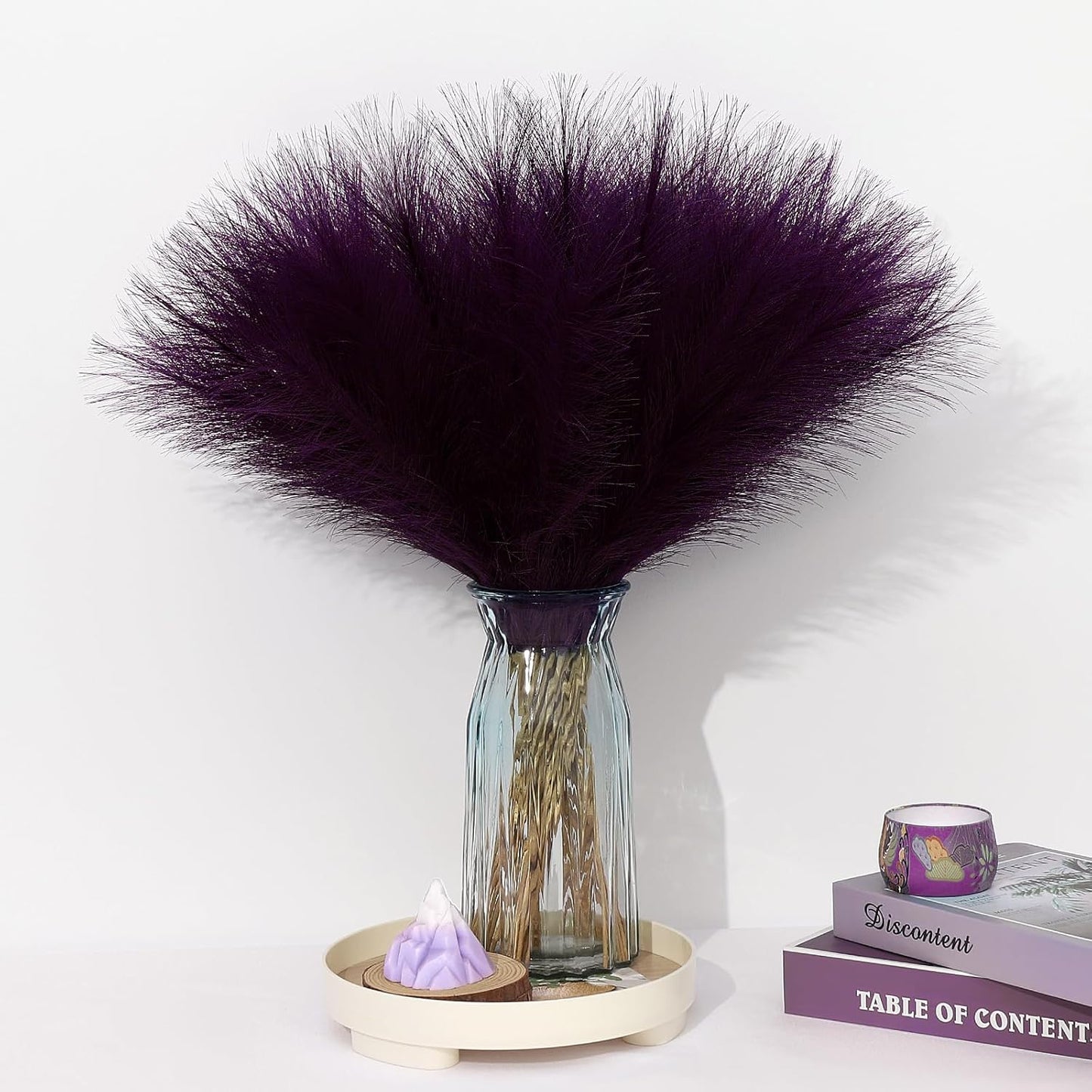 Pampas Grass Decor 30 Pcs 21.7 Inch Faux Brown Pampas Grass Bulk Artificial Dried Flowers Small Vase Filler Pompas Grass.