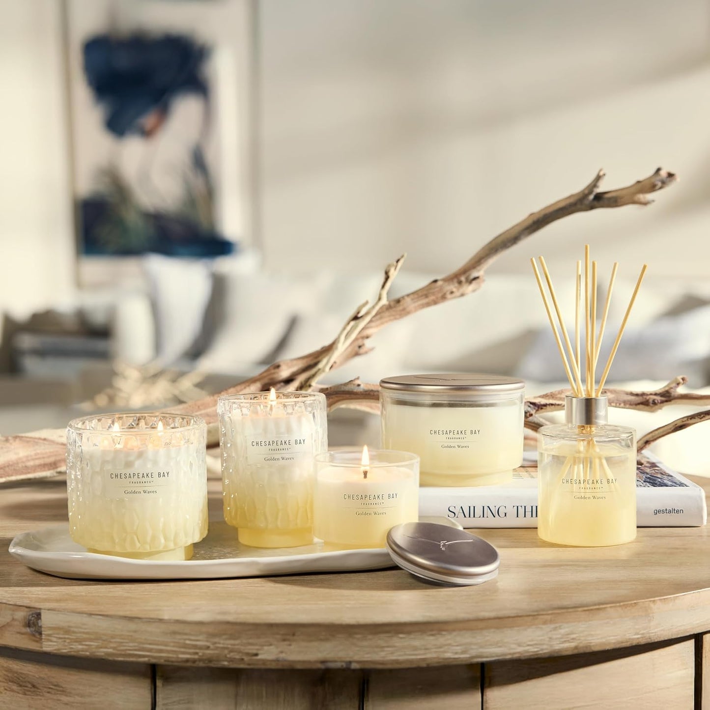 Chesapeake Bay, 11oz Marine Drift Scented Candle, Mood Evoking Fragrance, Textured Sea Glass-Inspired Jar, Premium Soy Blend Wax with Essential Oils, Coastal Fragrance for Home Décor or Gifting