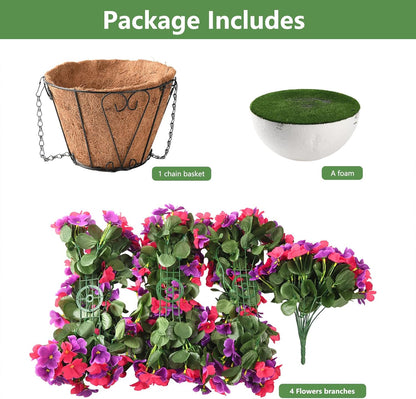 INQCMY Artificial Fake Hanging Plants Flowers Basket for Spring Summer Outdoor Outside Decoration,Faux Silk Begonia Flower in Planter Look Real UV Resistant for Home Porch Patio Balcony Yard Decor