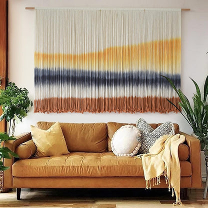 Flber Macrame Wall Hanging Macrame Wall Decor Large-Scale Tie-Dye Tapestry Living Home Room Wall Decor 57" Wx 35" L