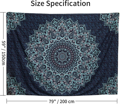 Black Mandala Tapestry Wall Hanging Psychedelic Wall Tapestry Aesthetic Indian Hippie Decor Bohemian Art Boho Home Decoration for Bedroom,Living Room,Dorm