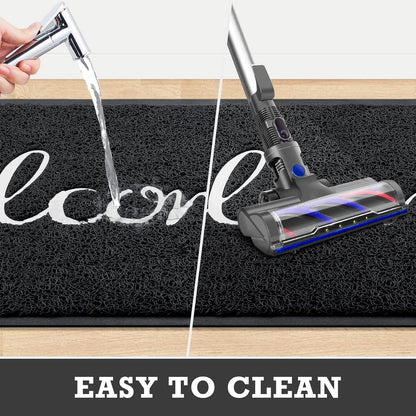 CozyBounty Black Door Mat Welcome Mats Outdoor Indoor Non-Slip Doormat for Entryway Low-Profile Floor Mat for Yard, Garage, High Traffic Areas (30"x17.5", Black)
