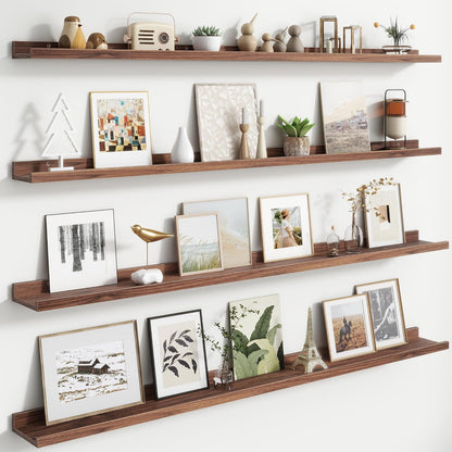 FLYJOE Floating Picture Ledge Shelves for Wall Set of 4, 48 Inch Wall Shelves with Lip Long Large Nursery Book Shelf for Toys Storage Kids Bookshelf Wall Mounted Living Room Bedroom Decor Frames