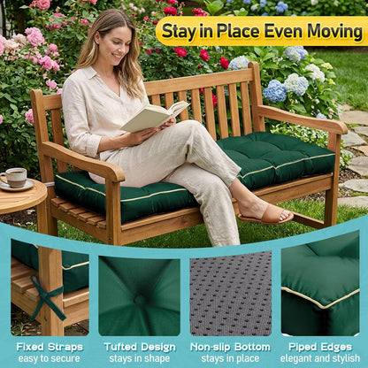 Outdoor Bench Cushion, Tufted Patio Seat Pad for Garden Bench, Porch Swing, Indoor/Outoor Furniture (Blue, 48X18X4 inch)