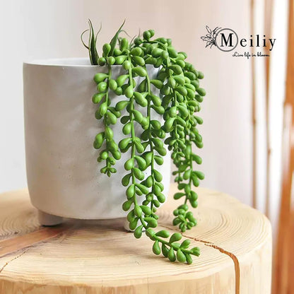 Meiliy 4pcs Artificial Succulent Plants Hanging Succulent Plants Faux Succulents Unpotted Branch String of Pearls Plant for Home Kitchen Office Wedding Garden Craft Art Indoor Decor