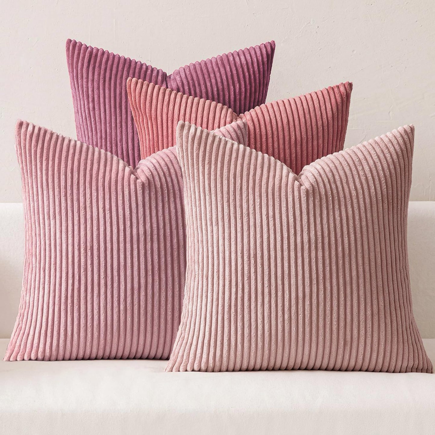 MIULEE Boho Farmhouse Sage Green Throw Pillow Covers 18x18 Inch Set of 4 Mordern Nordic Cushion Covers Soft Corduroy Spring Home Decor for Couch Bed Sofa Living Room Forest Green