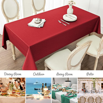 Veblandy Rectangle Tablecloth Waterproof Linen Textured Table Cloth Stain and Wrinkle Resistant Washable, Decorative Fabric Table Cover for Dining, Party and Camping (Sage Green, 52 * 70)
