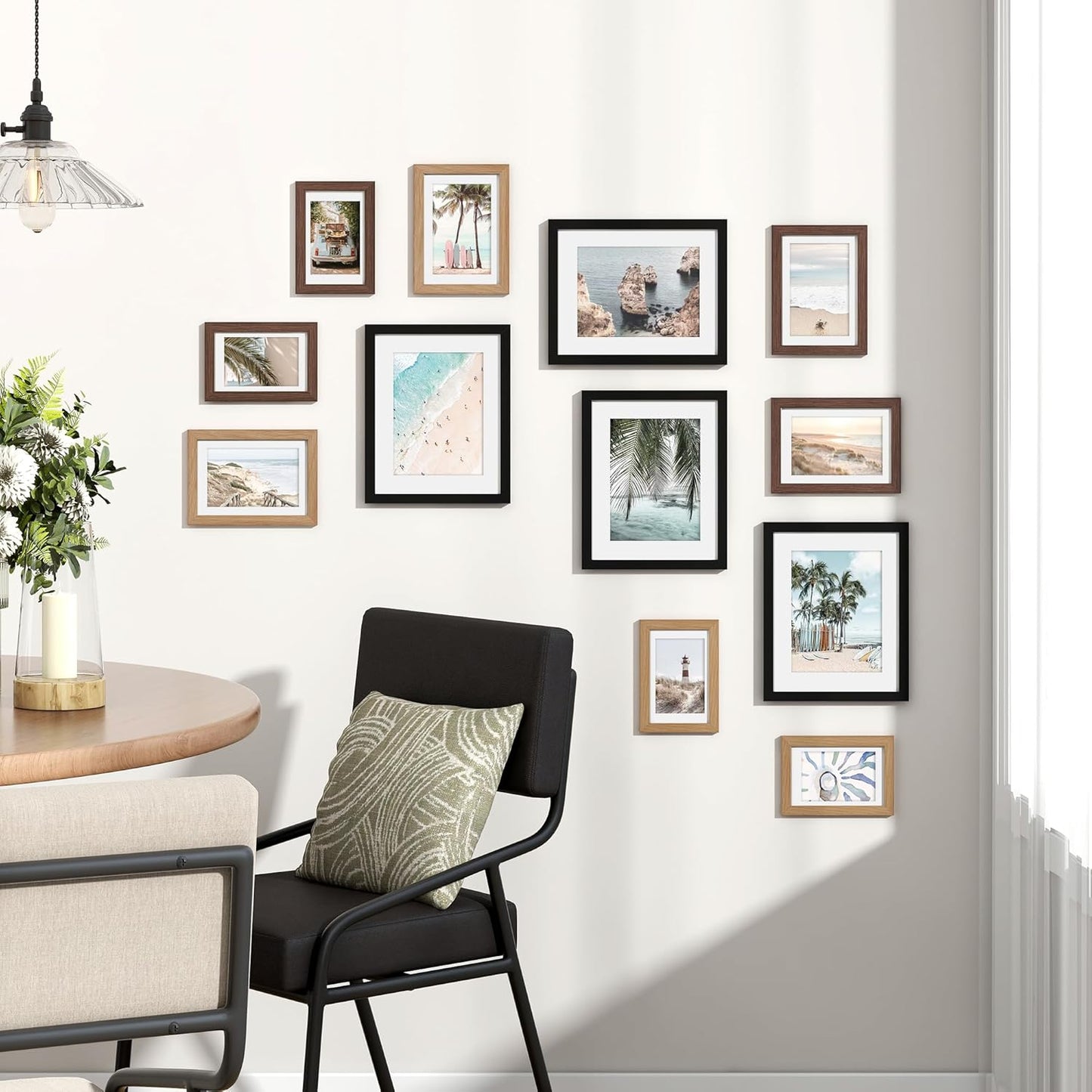 Venusmiles 20 Pack Picture Frames Collage Wall Decor, Gallery Frame Set for Wall Mounting or Tabletop Display, Multi Sizes Including 4pcs 8x10, 8pcs 5x7, 8pcs 4x6, Oak