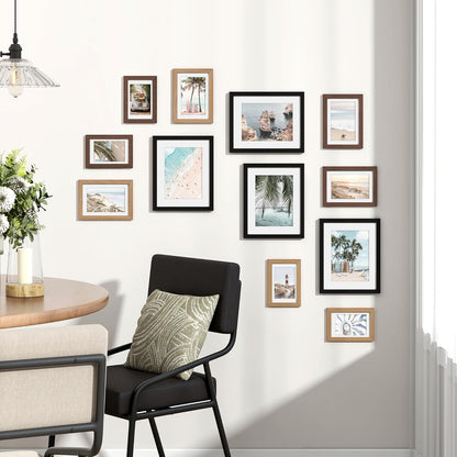 Venusmiles 20 Pack Picture Frames Collage Wall Decor, Gallery Frame Set for Wall Mounting or Tabletop Display, Multi Sizes Including 4pcs 8x10, 8pcs 5x7, 8pcs 4x6, Oak