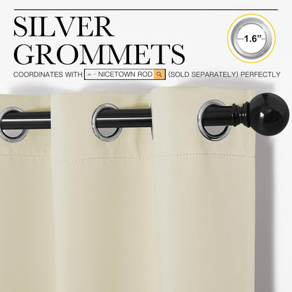 NICETOWN Halloween Pitch Black Solid Thermal Insulated Grommet Blackout Curtains/Drapes for Bedroom Window (2 Panels, 42 inches Wide by 63 inches Long, Black) - Colors C