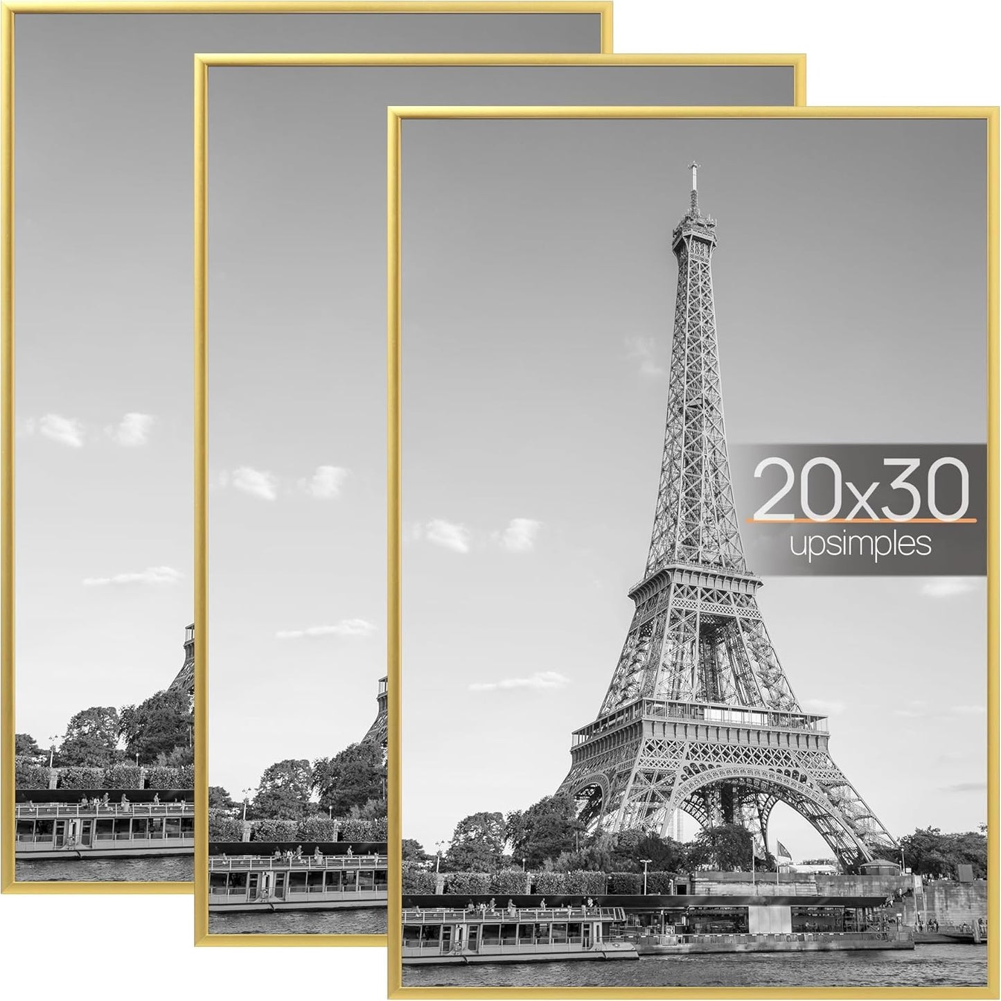 upsimples 24x36 Poster Frame Black 3 Pack, Scratch-Proof Picture Frames 24 x 36 for Photo Gallery - Slide-In Strips, Horizontal or Vertical Wall Mounting